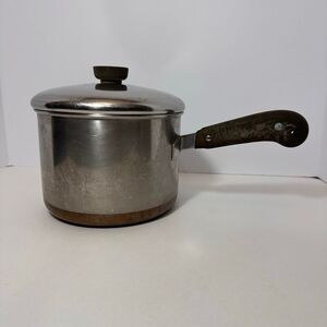 Vintage Revere Ware 3 Quart Saucepan With Lid Stainless Steel Body Copper Bottom